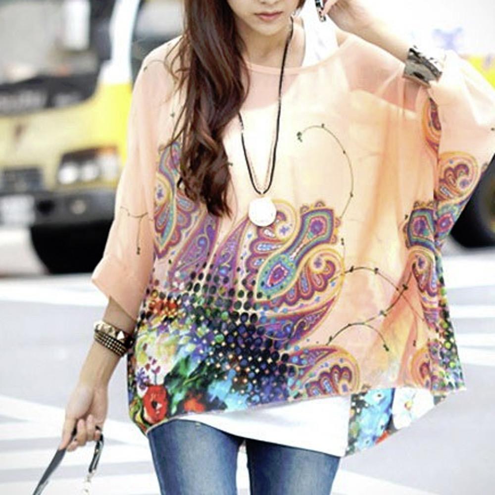 Womens Paisley Print Chiffon Top