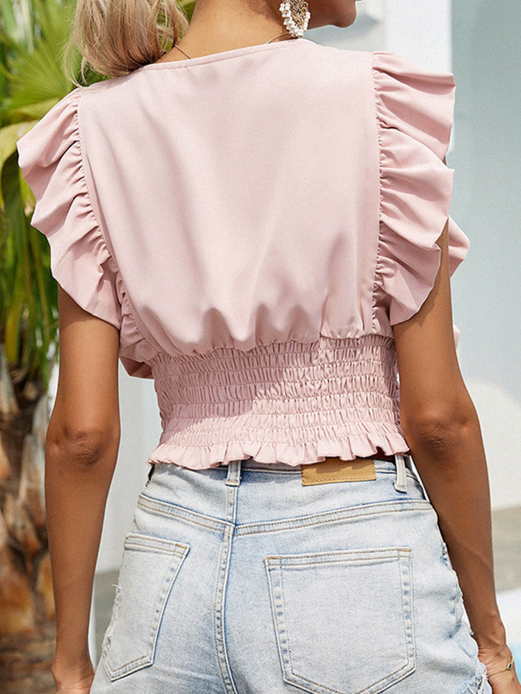 Playful Flying Sleeve Short Blouse