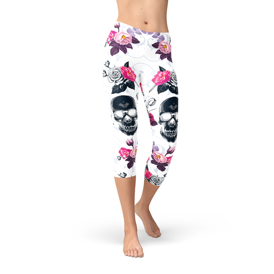 Womens Day Of The Dead Capri Leggings