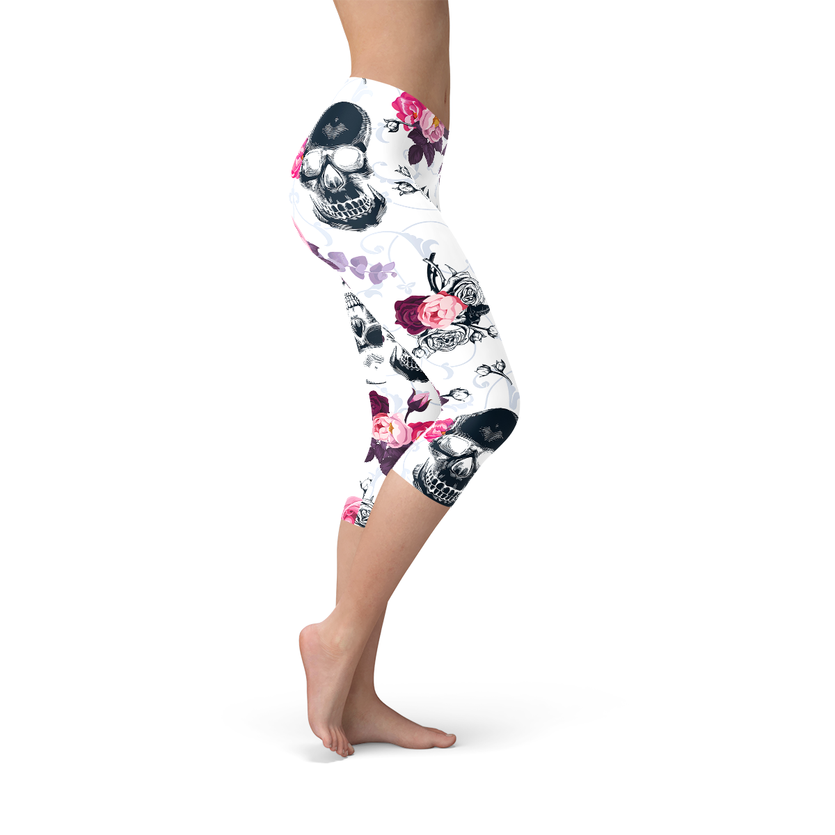 Womens Day Of The Dead Capri Leggings