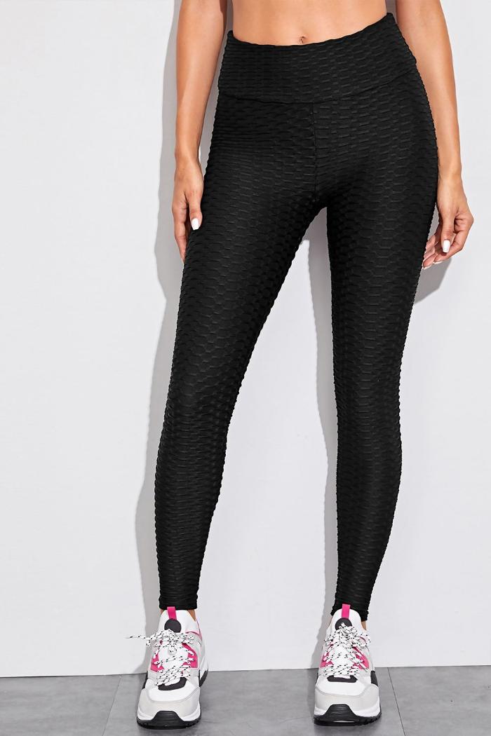 Black Textured Ruched Bum Gym Leggings