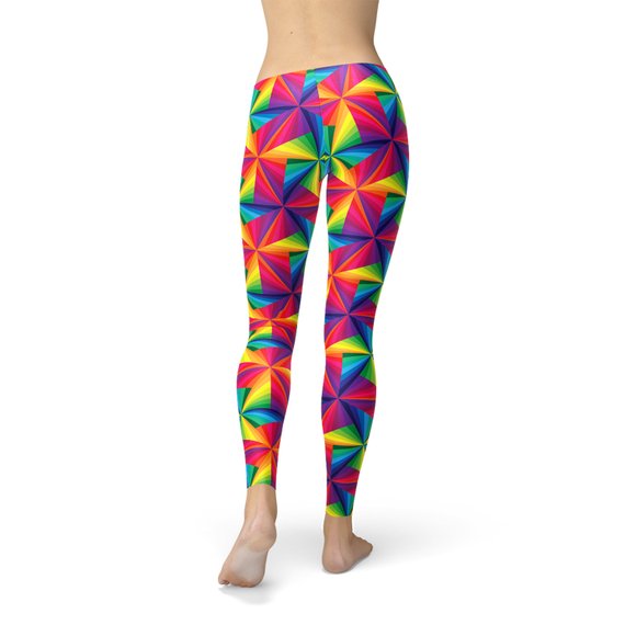 Womens Rainbow Pinwheel Leggings