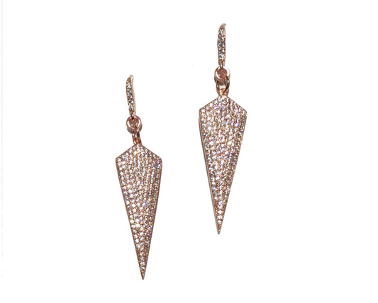 Rose Gold Earrings, Pave Earrings, Rose Gold Jewelry, CZ Earrings,