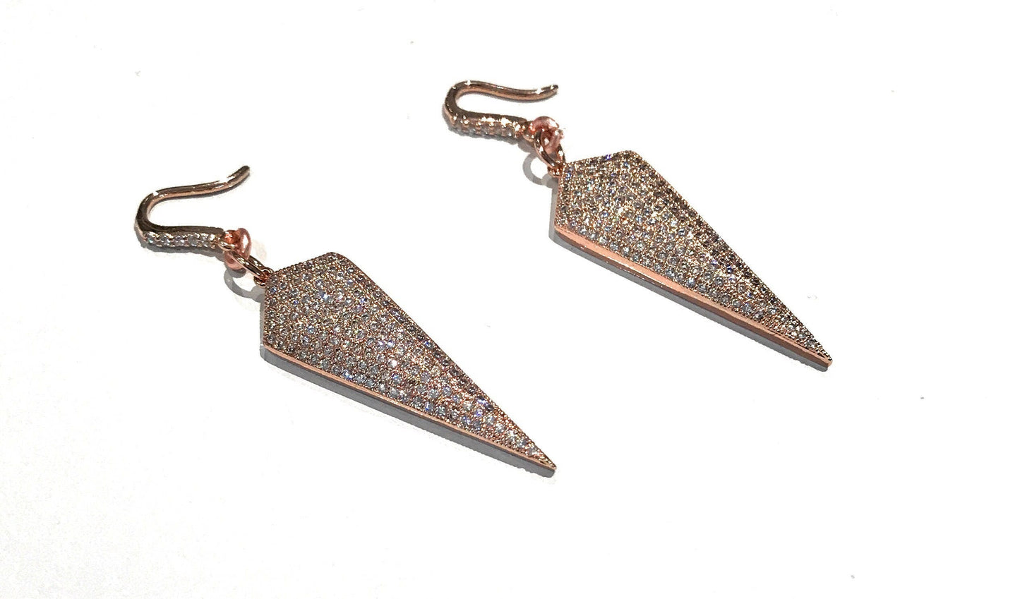 Rose Gold Earrings, Pave Earrings, Rose Gold Jewelry, CZ Earrings,