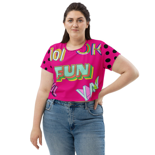 Colorful Words All-Over Print Crop Tee