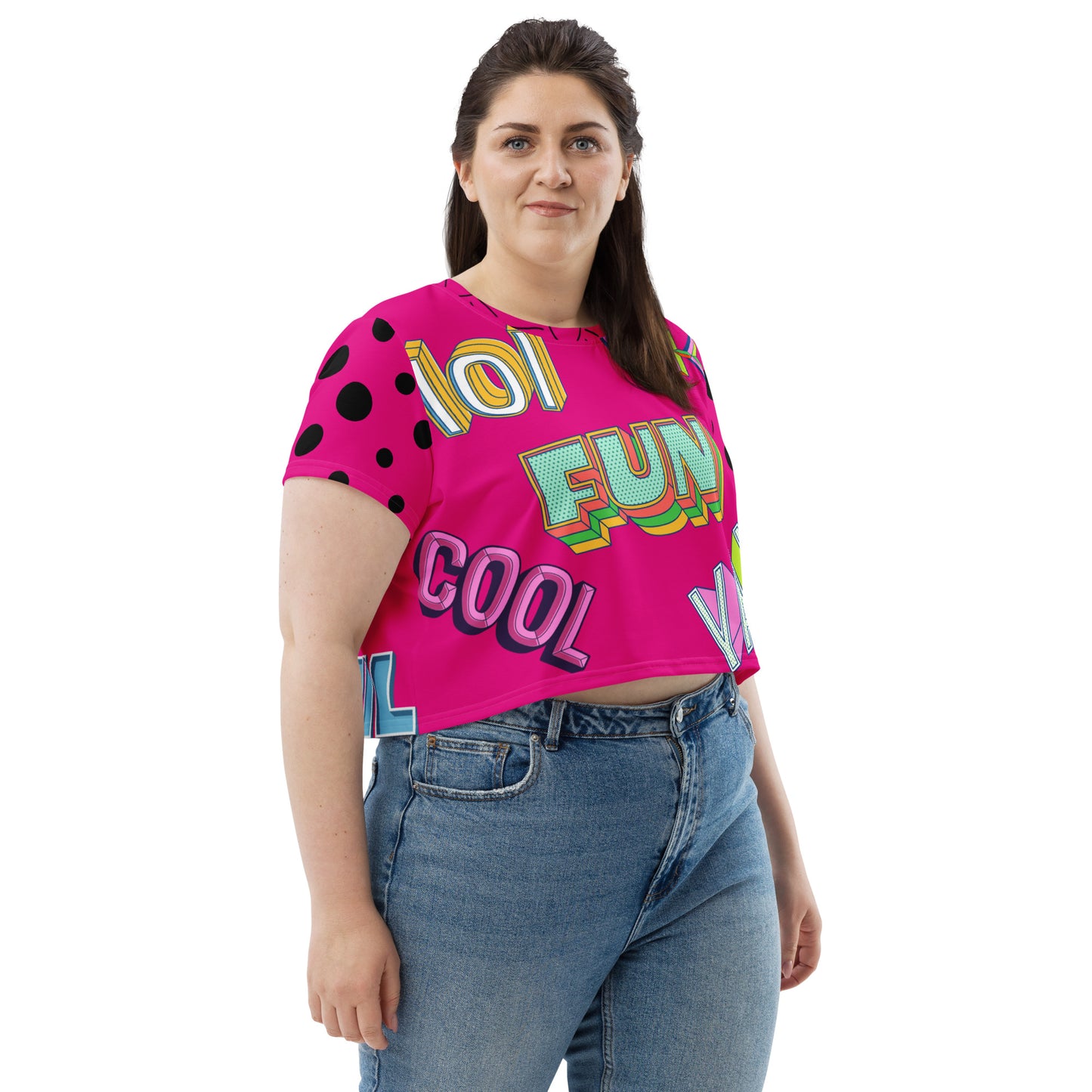 Colorful Words All-Over Print Crop Tee