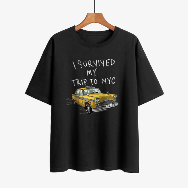 Tom Holland Same Style Tees I Survived My Trip To NYC Print Tops Casual 100%Cotton Streetwear Men Women Unisex Fashion T Shirt