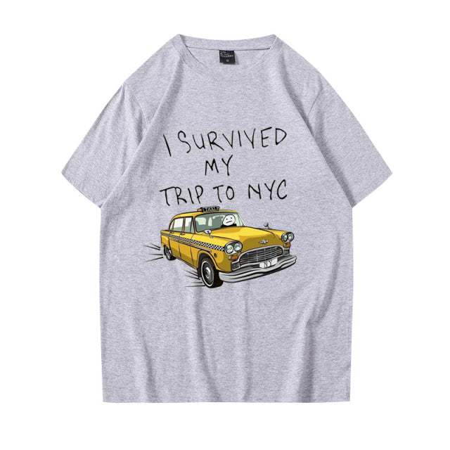 Tom Holland Same Style Tees I Survived My Trip To NYC Print Tops Casual 100%Cotton Streetwear Men Women Unisex Fashion T Shirt