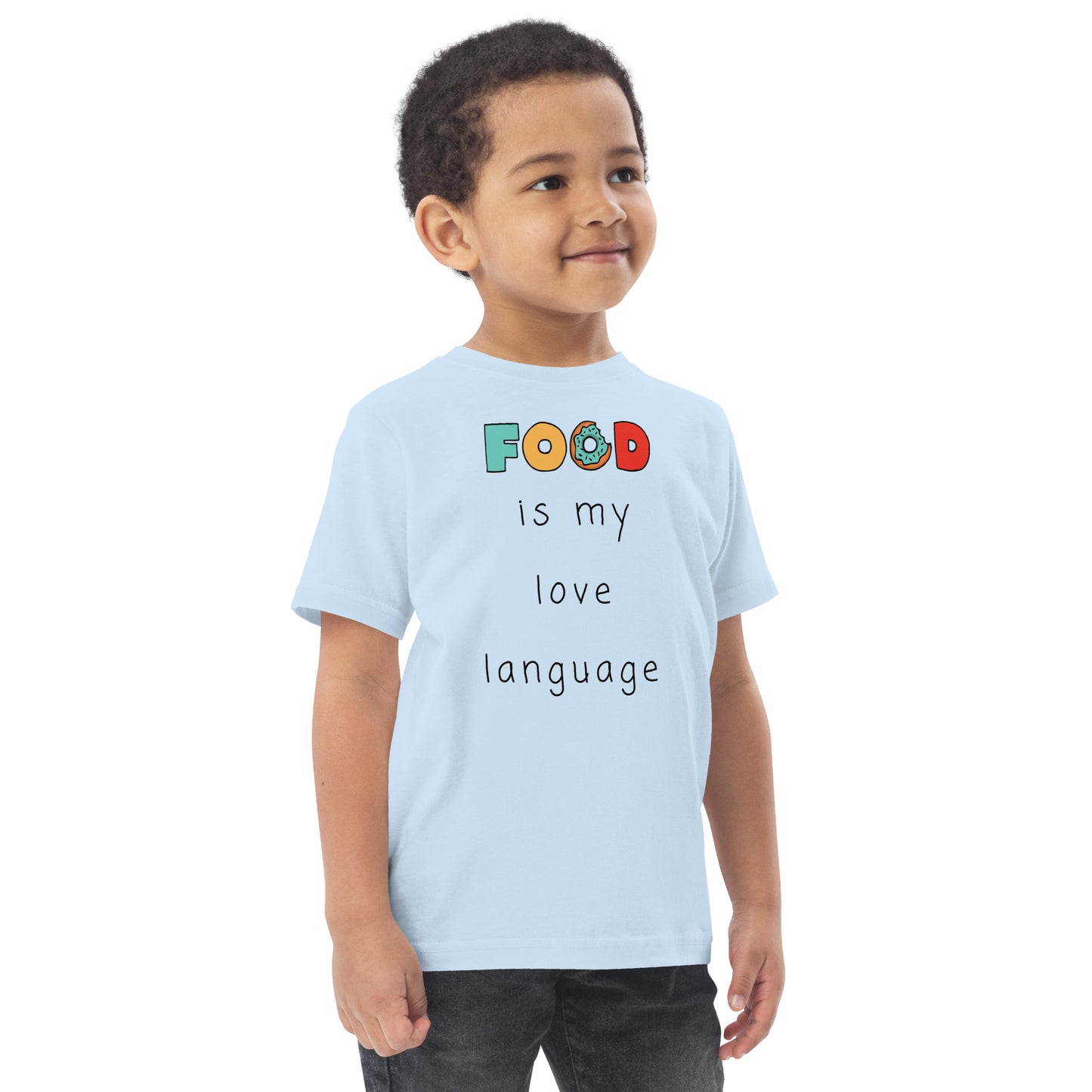 Food is my love language Toddler jersey t-shirt